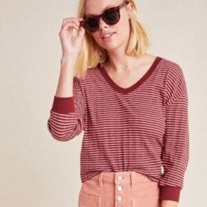 Anthropologie Hannah Striped Scoop Neck Tee Size Small